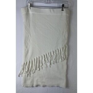 NY & CO Skirt SIZE LARGE Fringe Knit Sweater Stretch White Sexy‎ Pencil Western